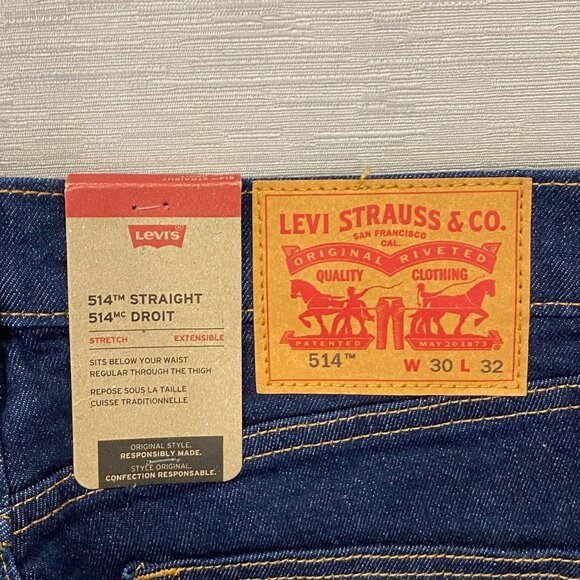 Levi's 514 Jeans Mens 30 x 32 Straight Leg Regular Fit Dark Wash Denim Pants - Picture 3 of 11